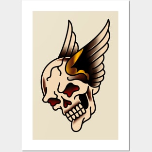 American Traditional Winged Skull Posters and Art